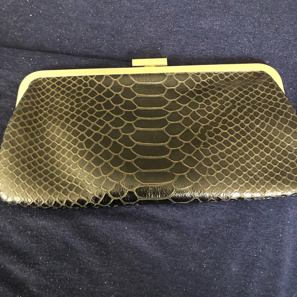 HOBO BrownSnakeskin Clutch with Gold Trim